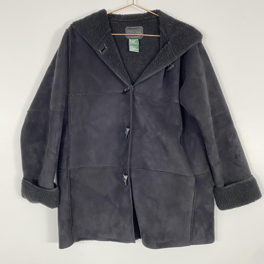 Lauren Ralph Lauren Coat Womens Petite M Black Penny‎ Lane Hooded Toggle Parka
